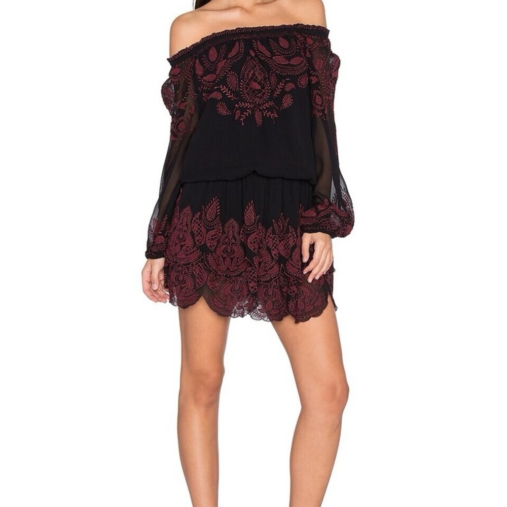 Elegant Off-Shoulder Black and Red Dress